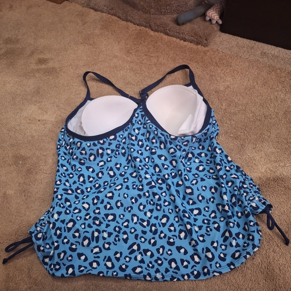 Blue Leopard Print Tankini Top - Picture 2 of 5